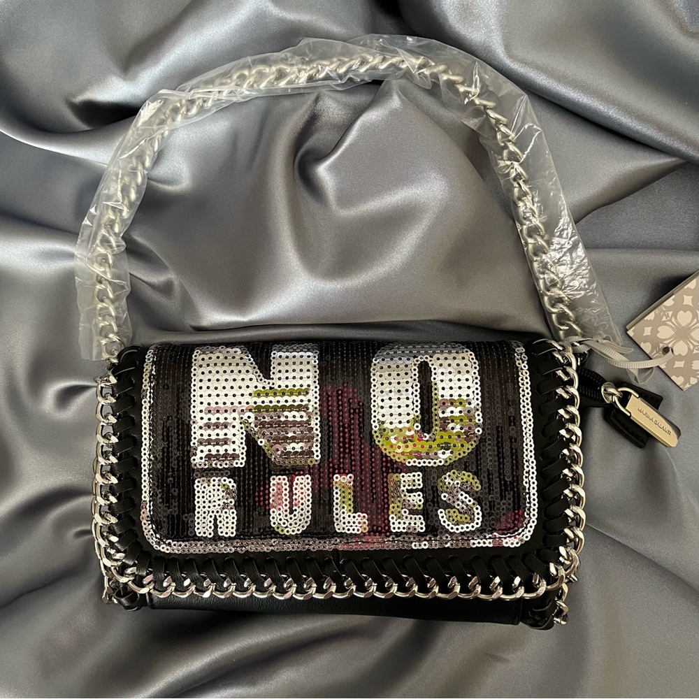 NWT - Marina Galanti - Black Sequin 'No Rules' Chain Bag